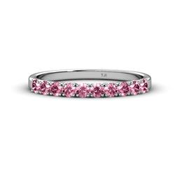 Emlynn Pink Tourmaline Stone Wedding Band French Set Pink Tourmaline Stone Womens Wedding Band Stackable ctw K White Gold