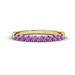 Emlynn Amethyst Stone Wedding Band French Set Amethyst Stone Womens Wedding Band Stackable ctw K Yellow Gold