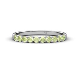 Emlynn Peridot Stone Wedding Band French Set Peridot Stone Womens Wedding Band Stackable ctw Platinum