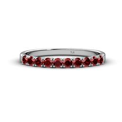 Emlynn Red Garnet Stone Wedding Band French Set Red Garnet Stone Womens Wedding Band Stackable ctw Platinum