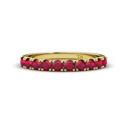 Emlynn Ruby Stone Wedding Band French Set Ruby Stone Womens Wedding Band Stackable ctw K Yellow Gold