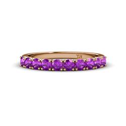 Emlynn Amethyst Stone Wedding Band French Set Amethyst Stone Womens Wedding Band Stackable ctw K Rose Gold