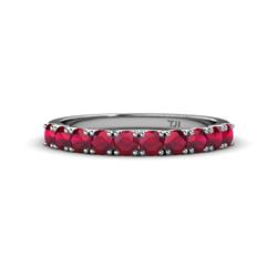 Emlynn Ruby Stone Wedding Band French Set Ruby Stone Womens Wedding Band Stackable ctw Platinum