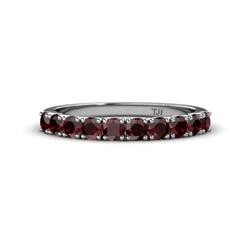 Emlynn Red Garnet Stone Wedding Band French Set Red Garnet Stone Womens Wedding Band Stackable ctw Platinum