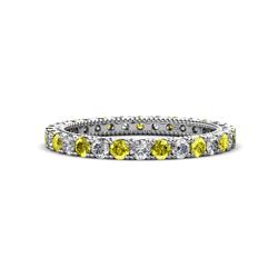 Ellen Yellow Diamond and White Lab Grown Diamond Eternity Band Yellow Diamond and White Lab Grown Diamond U Prong Womens Eternity Ring Stackable ctw Platinum