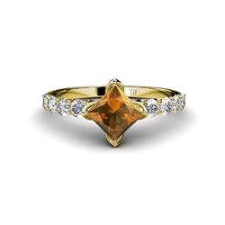 Alicia Lab Grown Diamond and Citrine Engagement Ring Lab Grown Diamond and Princess Cut Citrine Engagement Ring ctw K Yellow Gold