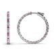 1 - Melissa 1.03 ctw (1.70 mm) Inside Outside Round Pink Sapphire and Lab Grown Diamond Eternity Hoop Earrings 