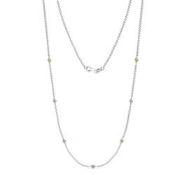 Salina 7Stn Peridot and Lab Grown Diamond on Cable Necklace Stone Petite Peridot and Lab Grown Diamond ctw Womens Station Necklace K White Gold