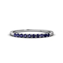 Emlynn Blue Sapphire Stone Wedding Band French Set Blue Sapphire Stone Womens Wedding Band Stackable ctw Sterling Silver