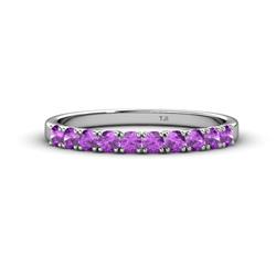 Emlynn Amethyst Stone Wedding Band French Set Amethyst Stone Womens Wedding Band Stackable ctw Sterling Silver