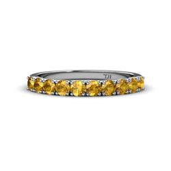 Emlynn Citrine Stone Wedding Band French Set Citrine Stone Womens Wedding Band Stackable ctw Sterling Silver