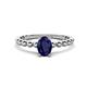 1 - Helen Bold Oval Cut Blue Sapphire Solitaire Promise Ring 