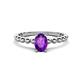 1 - Helen Bold Oval Cut Amethyst Solitaire Promise Ring 