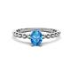 1 - Helen Bold Oval Cut Blue Topaz Solitaire Promise Ring 