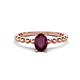 1 - Helen Bold Oval Cut Rhodolite Garnet Solitaire Promise Ring 