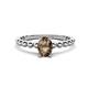 1 - Helen Bold Oval Cut Smoky Quartz Solitaire Promise Ring 