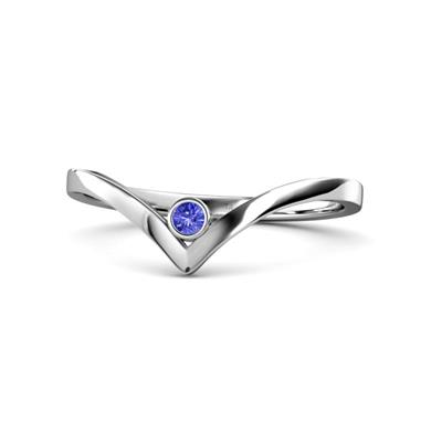 Shana Bold Solitaire Round Tanzanite V Promise Ring