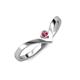 3 - Shana Bold Solitaire Round Rhodolite Garnet "V" Promise Ring 