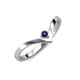 3 - Shana Bold Solitaire Round Blue Sapphire "V" Promise Ring 