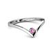 2 - Shana Bold Solitaire Round Pink Sapphire "V" Promise Ring 