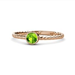 Marian Bold Round Peridot Solitaire Rope Promise Ring Round Peridot Womens Solitaire Rope Promise Ring ct K Rose Gold