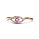 1 - Evil Eye Bold Round Pink Sapphire and Diamond Promise Ring 
