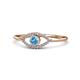 1 - Evil Eye Bold Round Blue Topaz and Diamond Promise Ring 
