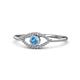 1 - Evil Eye Bold Round Blue Topaz and Diamond Promise Ring 
