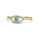 1 - Evil Eye Bold Round Blue Topaz and Diamond Promise Ring 