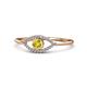 1 - Evil Eye Bold Round Yellow and White Diamond Promise Ring 