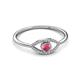 2 - Evil Eye Bold Round Rhodolite Garnet and Diamond Promise Ring 