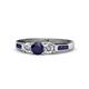 1 - Jamille Blue Sapphire and Diamond Three Stone with Side Blue Sapphire Ring 