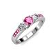 3 - Jamille Pink Sapphire and Diamond Three Stone with Side Pink Sapphire Ring 