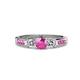 4 - Jamille Pink Sapphire and Diamond Three Stone with Side Pink Sapphire Ring 