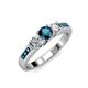 3 - Jamille Blue and White Diamond Three Stone with Side Blue Diamond Ring 