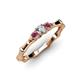 2 - Twyla Diamond and Rhodolite Garnet Three Stone Ring 