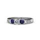 1 - Jamille Diamond and Blue Sapphire Three Stone with Side Diamond Ring 