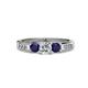 3 - Jamille Diamond and Blue Sapphire Three Stone with Side Diamond Ring 