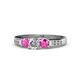 1 - Jamille Diamond and Pink Sapphire Three Stone with Side Diamond Ring 