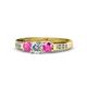 1 - Jamille Diamond and Pink Sapphire Three Stone with Side Diamond Ring 