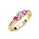 2 - Jamille Diamond and Pink Sapphire Three Stone with Side Diamond Ring 