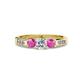 3 - Jamille Diamond and Pink Sapphire Three Stone with Side Diamond Ring 