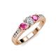 2 - Jamille Diamond and Pink Sapphire Three Stone with Side Diamond Ring 