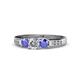 1 - Jamille Diamond and Tanzanite Three Stone with Side Diamond Ring 