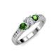 2 - Jamille Diamond and Green Garnet Three Stone with Side Diamond Ring 