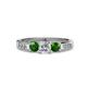 3 - Jamille Diamond and Green Garnet Three Stone with Side Diamond Ring 