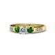 1 - Jamille Diamond and Green Garnet Three Stone with Side Diamond Ring 