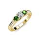 2 - Jamille Diamond and Green Garnet Three Stone with Side Diamond Ring 