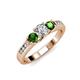 2 - Jamille Diamond and Green Garnet Three Stone with Side Diamond Ring 