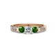 3 - Jamille Diamond and Green Garnet Three Stone with Side Diamond Ring 